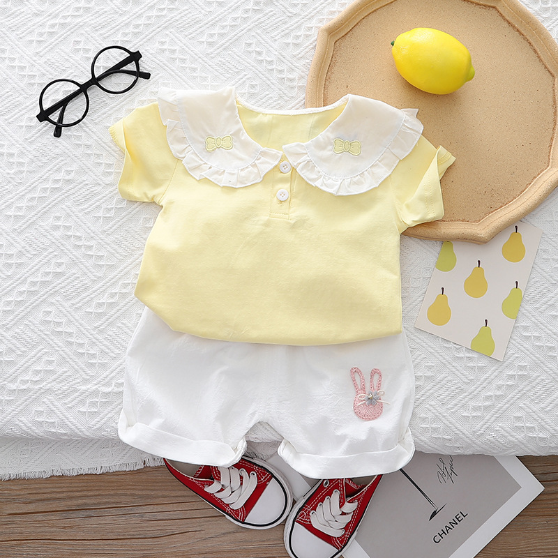 Picture of Baby Girl's Summer Fashionable Western Style Short-Sleeved Suit Children's Large Lel Summer Clothes Two-Piece Set Girls' Fashionable Outer Wear