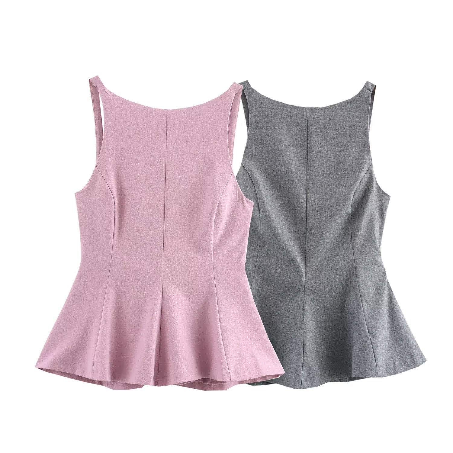 ZR Women's Clothing European and American Style 2025 Spring New Sweet and Hot Style Solid Color Collar Hanging Sexy Backless Bow Vest