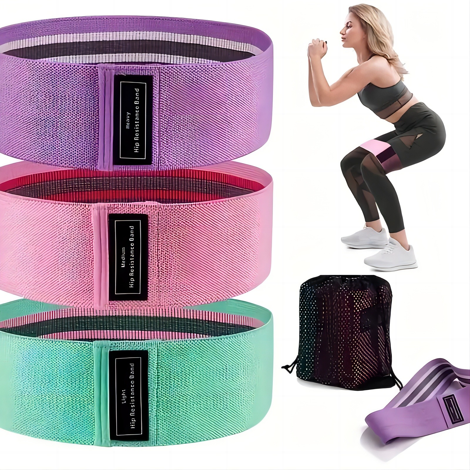 Cross-border Squat Yoga Resistance Band Cotton Hip Beauty Circle Hip Circle Squat Training Hip Ring stretch band tension band