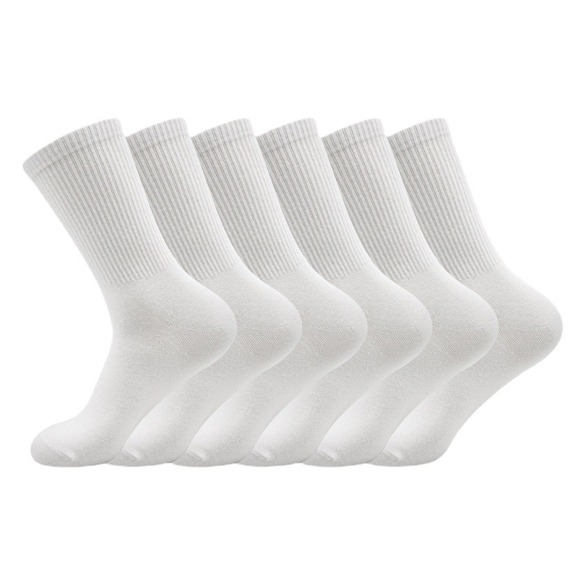 Amazon Cross-Border Men's and Women's Same Style Socks Casual Long Elastic Solid Color Cotton Socks Summer Combed Cotton White Mid-Calf Socks