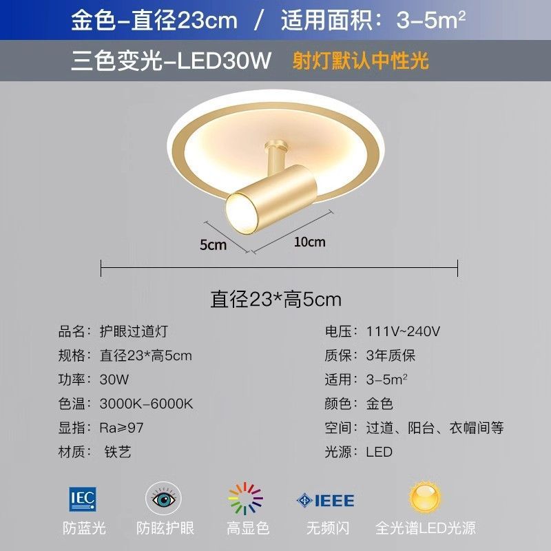 Picture of Entrance Hallway Ceiling Light, Corridor Sensor Ceiling Light, Modern Minimalist Cloakroom Shop Surface-Mounted Rotating Spotlight