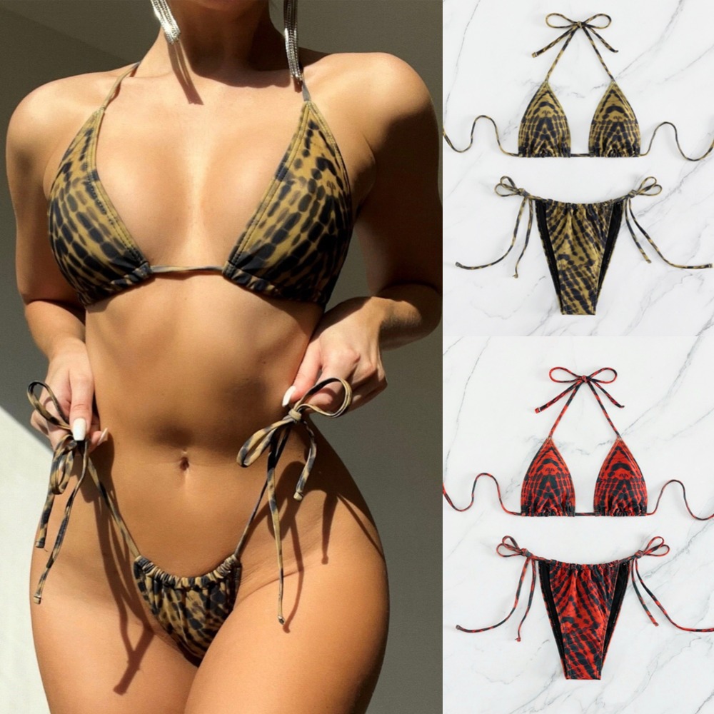 European and American Bikini Split Swimsuit Women's Vintage Striped Huludao Swimsuit Sexy Tight Backless Swimsuit