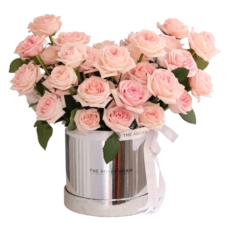 Flower hug bucket strawberry bear silver sets two mirror round flower gift box confession bouquet packing box hug bucket
