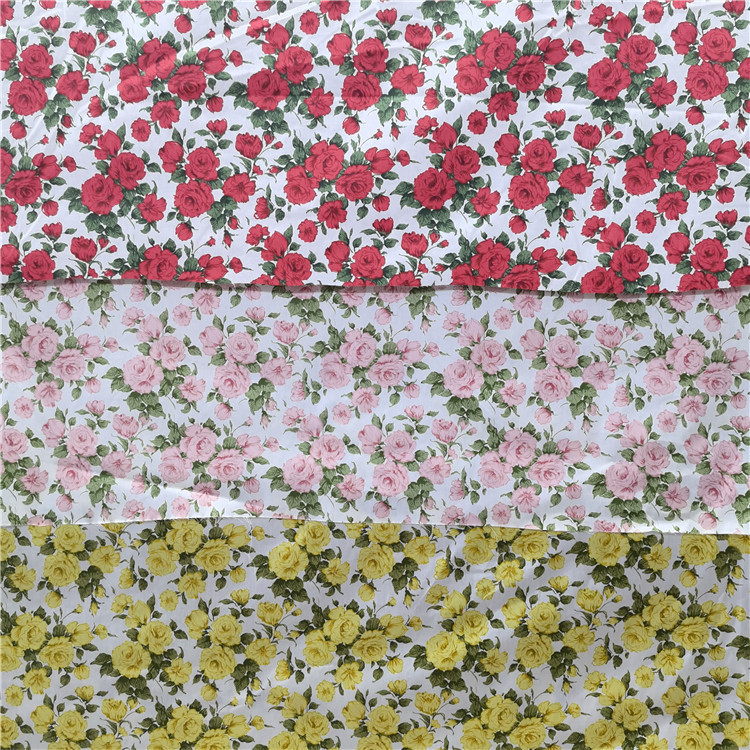 3-Color Rose Cotton Twill Printed Fabric Bedding Handmade Home Clothes Pajamas Bags Baby Clothes Fabric
