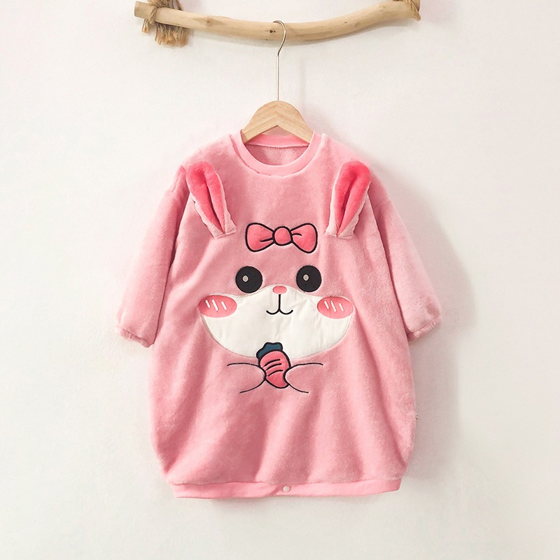 Picture of 10-30kg Middle and Large Children Can Open Button Anti-Kick and Anti-Cold Sleeping Bag Primary School Dormitory Autumn and Winter Coral Velvet Thermal Robe