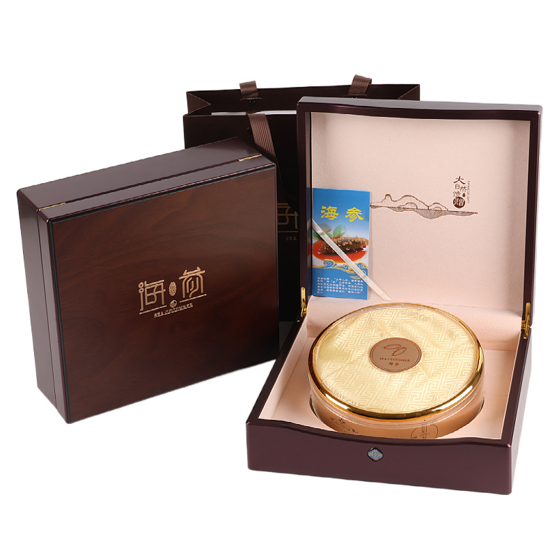 New Sea Cucumber Packaging Box 250g 500g Deep-Sea Lightly Dried Sea Cucumber Gift Box Liaoning Sea Cucumber Wooden Box Gift Box Empty Box
