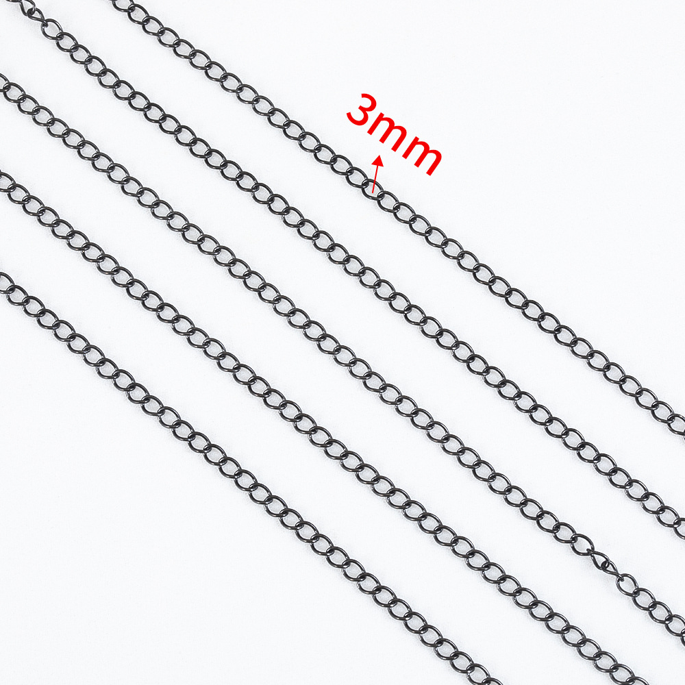 Picture of Stainless steel Black thin chain tassel O-chain extension necklace bracelet material DIY semi-finished chain accessories