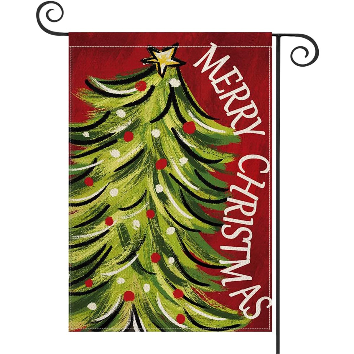 Christmas Garden Flag Christmas Tree Santa Double-sided Printing Linen Holiday Yard Decoration Flag Banner