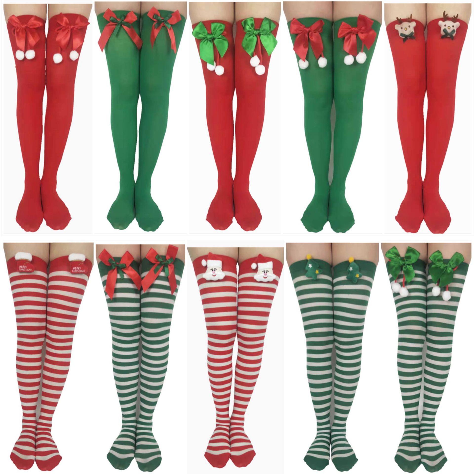 Manufacturers Supply Christmas Long Stockings Party Clothing Accessories Socks Christmas Over-the-knee Socks Bow Stockings