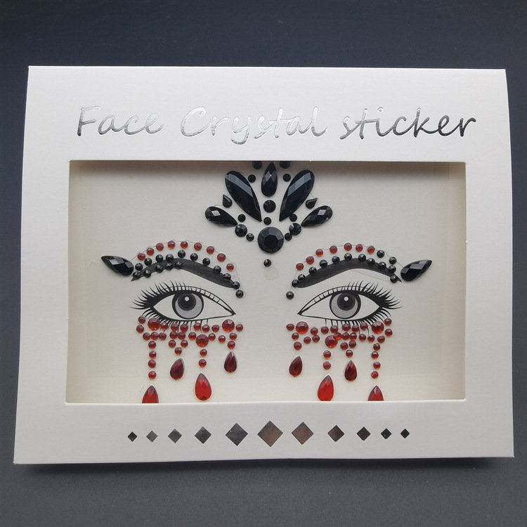 Picture of Internet Celebrity DIY Face Stickers, Eyebrow Stickers, Acrylic Accessories, Colorfulful Forehead Decoration, Masquerade Face Rhinestone Stickers