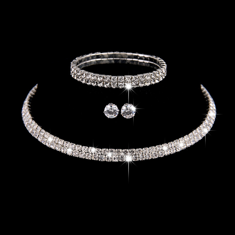 Bridal Jewelry Export Wholesale Bridal Three-Piece Set Hot-Selling European and American Wedding Accessories Wedding Jewelry Set 426