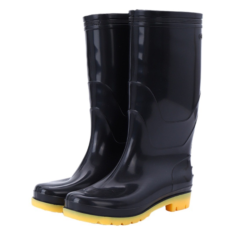 Low Heel High Barrel Men's Rain Boots Thick Bottom Thick Long Barrel Rain Boots Men's Waterproof Non-Slip Mesh Work Water Shoes for Men