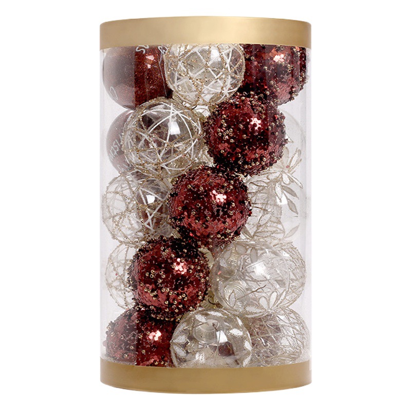 Cross-border New Christmas Decorations Coffee Color Boutique PET Painted Christmas Ball suit Christmas Tree Decorative Ball
