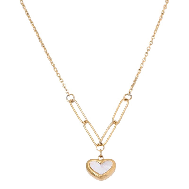 18k gold plated chain stitching love titanium steel necklace female real shell heart-shaped clavicle chain sweater chain accessories