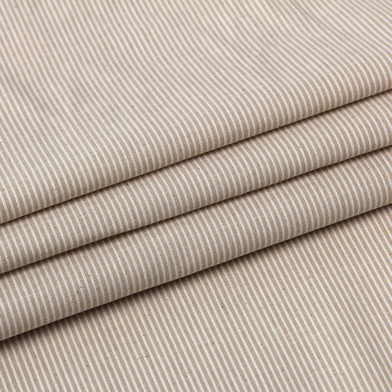 In stock supply stripe fabric polyester cotton yarn-dyed fabric high-grade crafts brushed shirt fabric 0.1cm stripe
