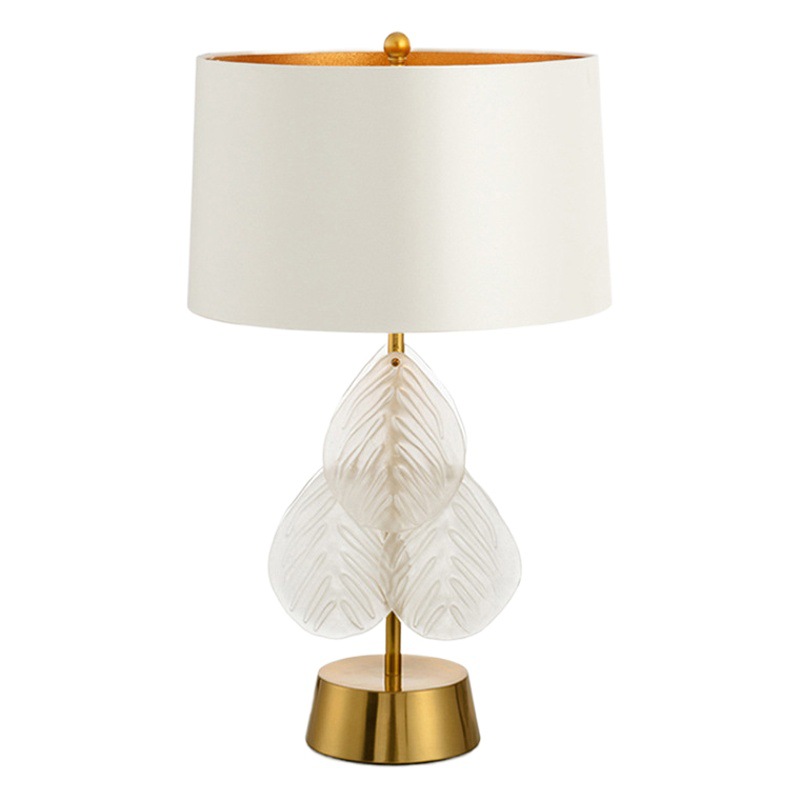 New Creative Light Luxury Leaf Glass Table Lamp Post-modern Simple Designer Living Room Bedroom Bedside Decorative Table Lamp