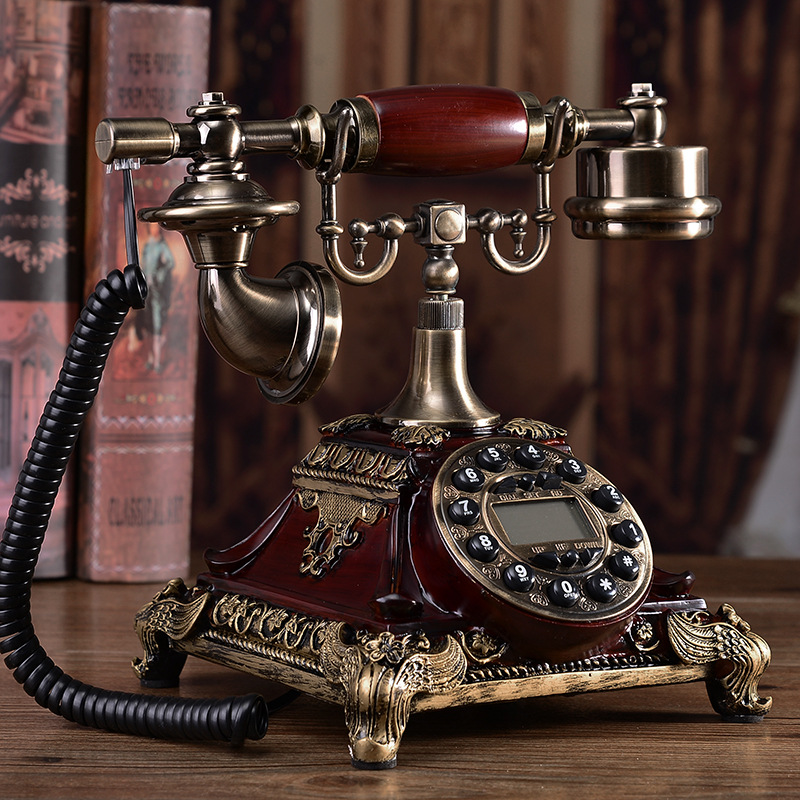 Picture of European retro telephone pastoral fashion creative home landline office cable to show antique antique telephone
