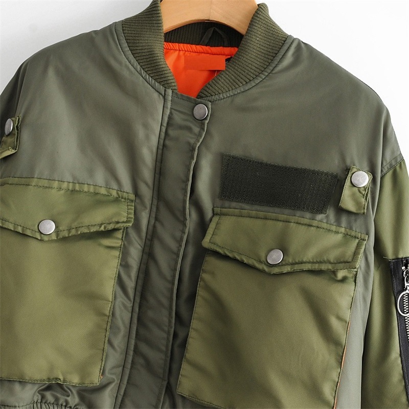 Picture of 2021 Autumn New Amazon European and American Clothing Wholesale Military Green Flight Jacket Style Short Cotton Jacket