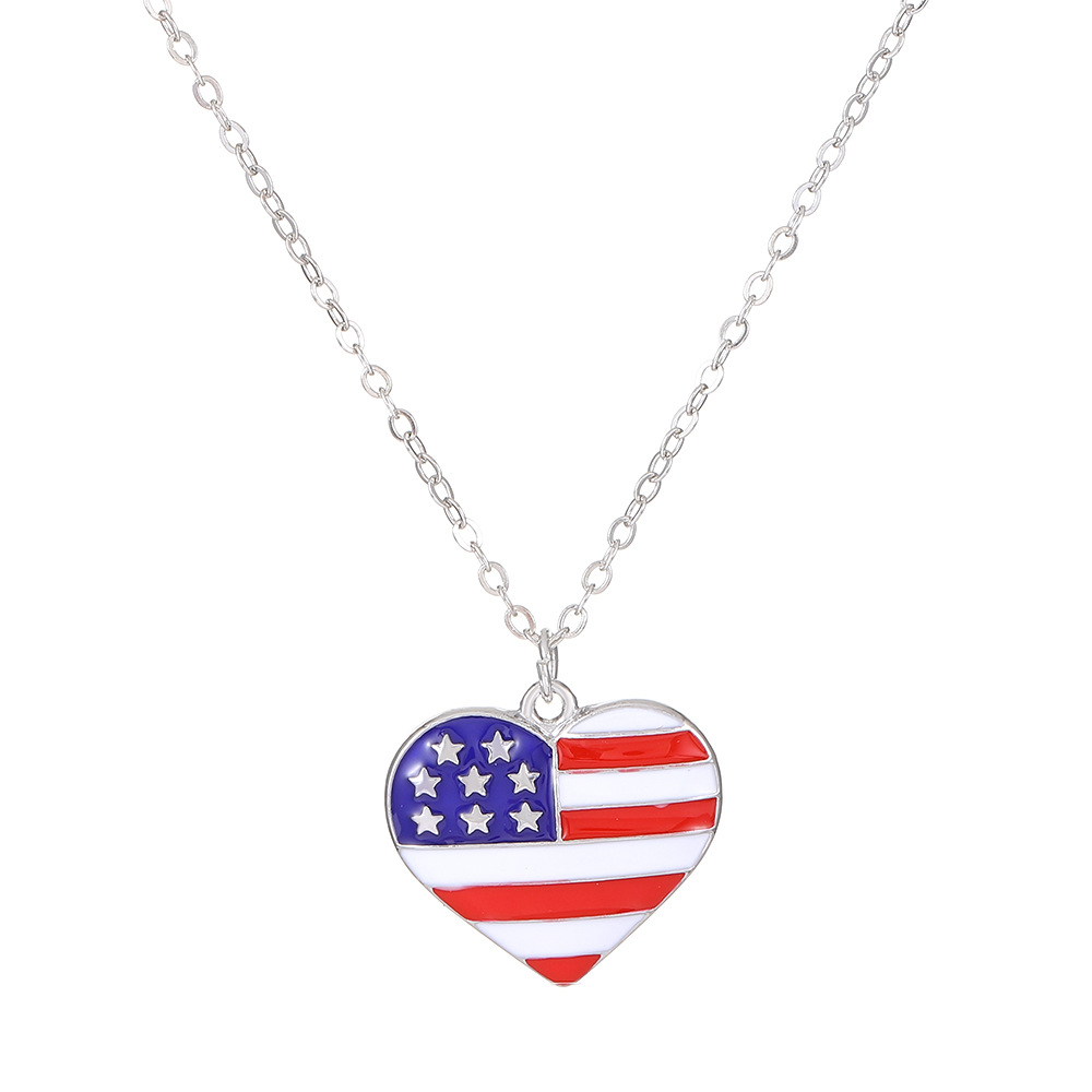 Picture of European and American Ins American Independence Day Series Necklace suit Fashion Simple Diamond-encrusted Wings Love Pendant Clavicle Chain