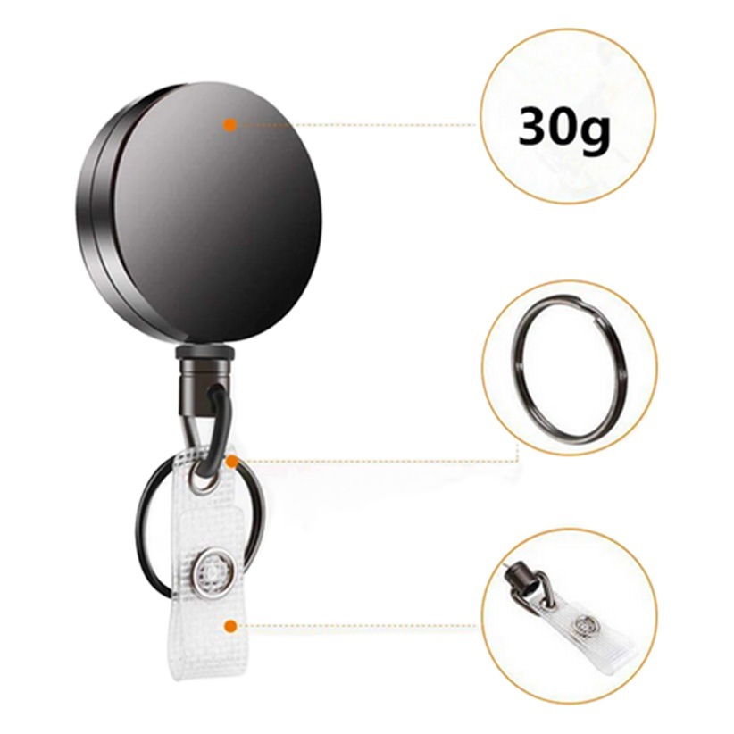 All-Metal Easy-Pull Buckle Steel Wire Nylon Keychain Easy-Pull Anti-Theft and Anti-Lost Telescopic Keychain