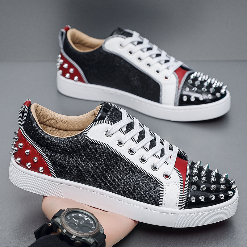 Picture of 2025 Autumn New Men's Shoes, Fashionable Casual Shoes, Personalized Studed Trendy Shoes, Spirited Young Men's Sneakers, Youth Flats
