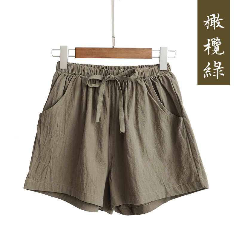 Picture of 2022 New High Waist Cotton and Linen Shorts Women's Linen Slim Loose Hot Pants Large Size Thin Casual Elastic Waist Pants