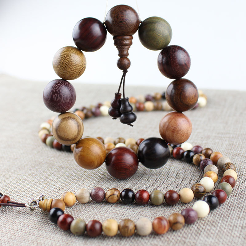 Factory wholesale Wen play wooden beads multi-treasure beads bracelet colorful sandalwood chicken wings sour branch Wood cliff Ebony bracelet