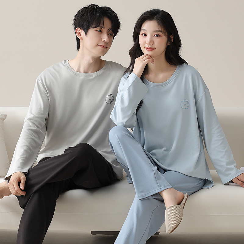 Couple Pajamas Spring and Autumn 2024 Thin Cotton Long Sleeve suit One Male and One Female Cartoon Outfit Home Clothes