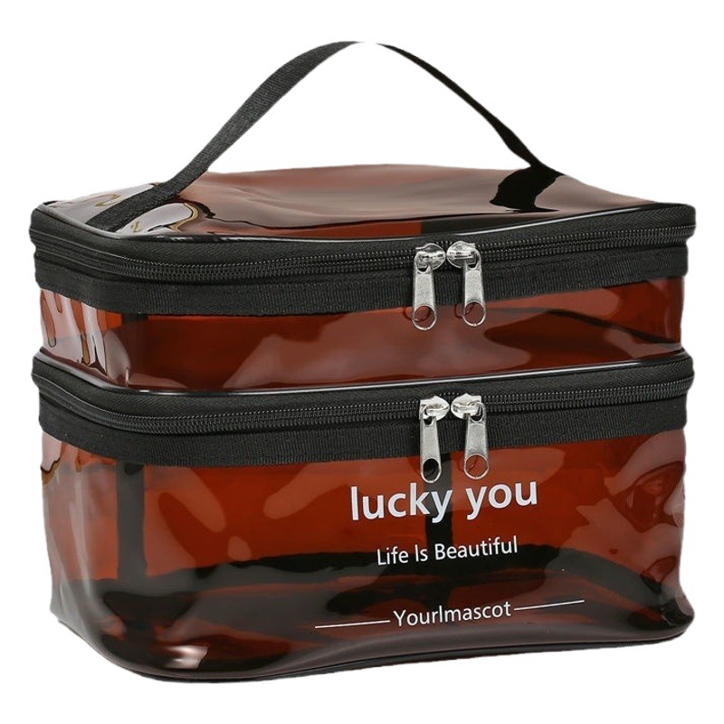Cosmetic Bag for Women, Large Capacity, Portable Toiletry Bag, Waterproof Cosmetic Travel Storage Bag, Wholesale, Transparent, Simple Style