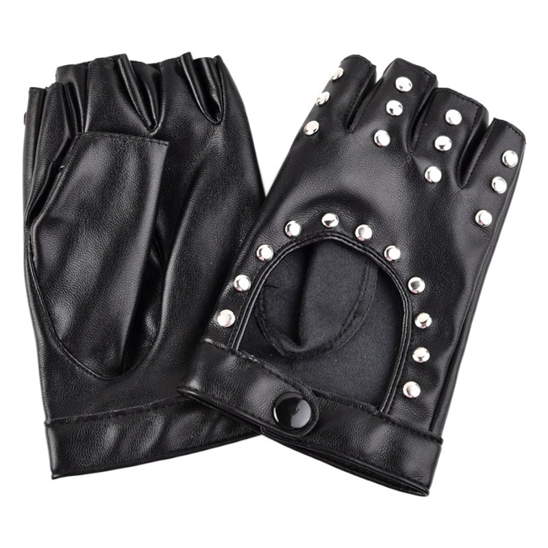 Performance gloves wholesale nail fashion pu hollow leather half finger stage pole dance female bar stage street dance performance