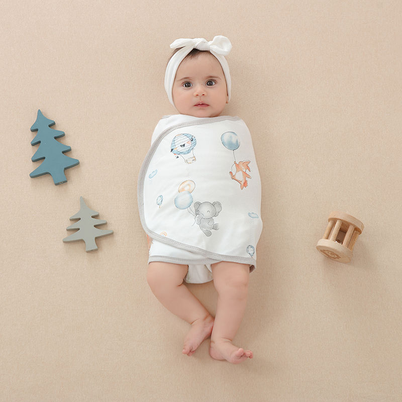 Picture of Baby Anti-Fright Sleeping Bag Newborn Baby Swaddle Spring and Autum Pure Cotton Type a Sleeping Anti-Fright Swaddling Towel