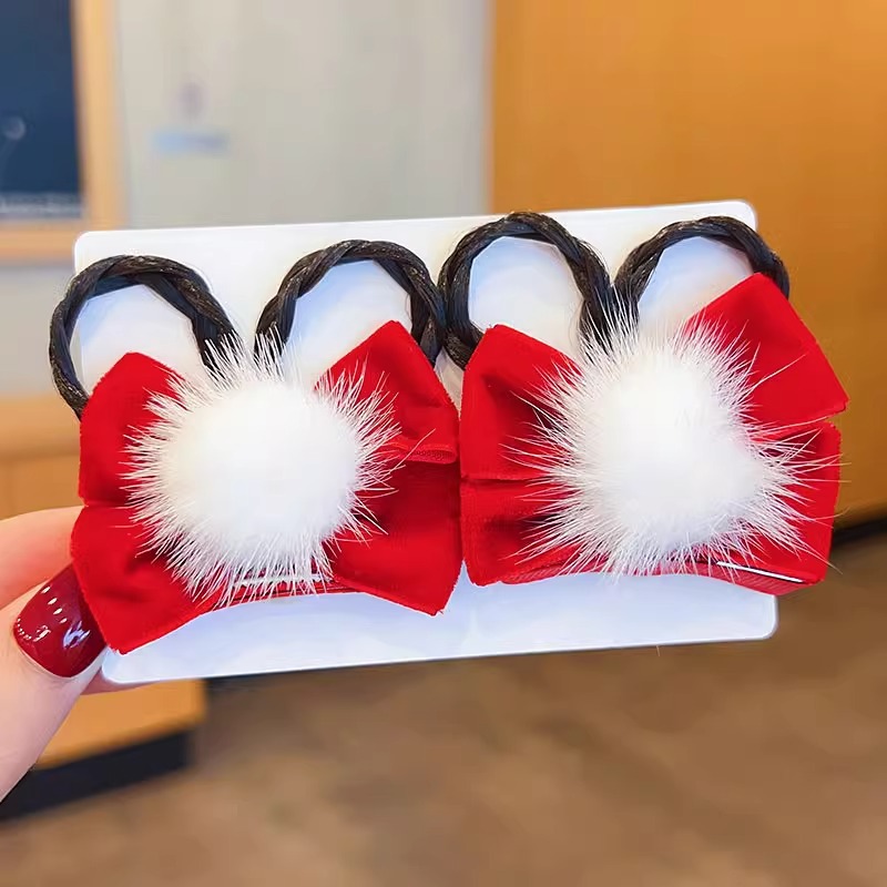 Picture of Children's Hairpin Headdress Little Girl Head Flower Cute Wig Braid Performance Bow Hairpin New Year's Eve Hair Accessories