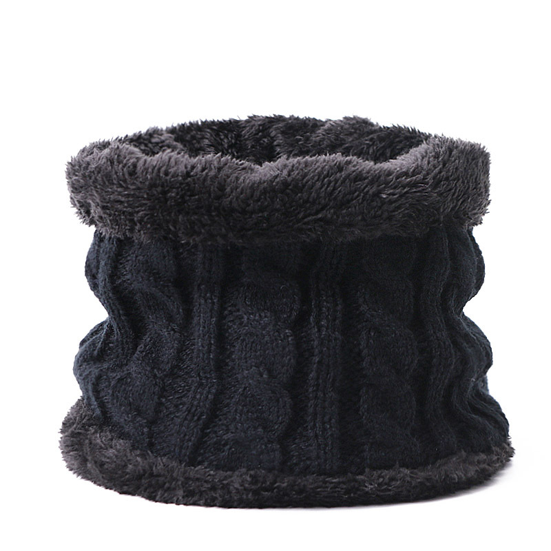 Picture of Winter Children's Neck Hat Two-Piece Pompom Baby Baby Knitted Hat Warm Wool Fleece-Lined Thickened Neck Set