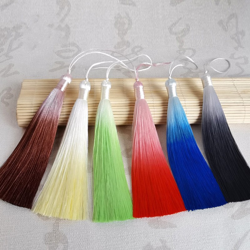 13cm closed mouth diy section dyed gradient tassel vertical anti-wrinkle ancient style ear Hanfu press placket hanging ear fan pendant tassel