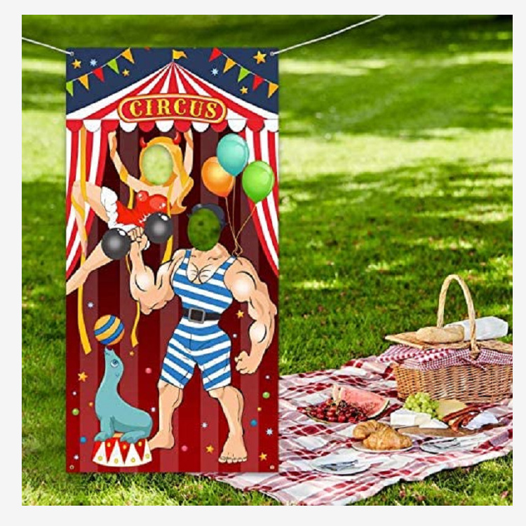 Cross-border supply circus carnival game fun photo Avatar banner Hercules magic show flag