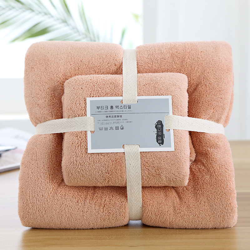 Picture of Factory wholesale coral fleece towel towel gift suit thickened mother and child towel a generation of printed logo