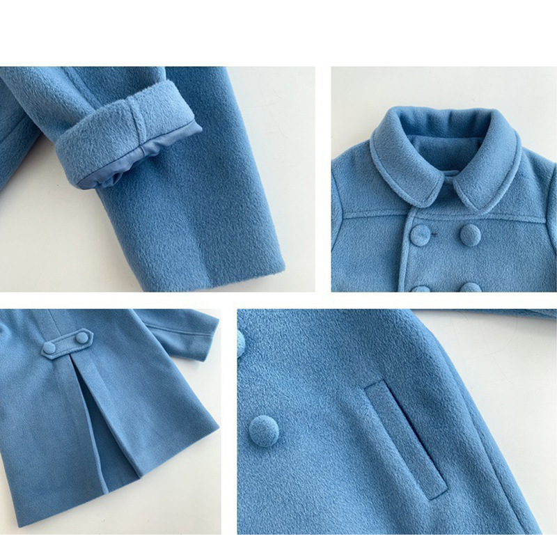 Picture of Foreign Trade Girls' Outwear 2025 Winter New Product Kidsren's Quilted Thickeneded Double-Breasted Elegant Spring Woolen Outwear Kidsren's Clothing