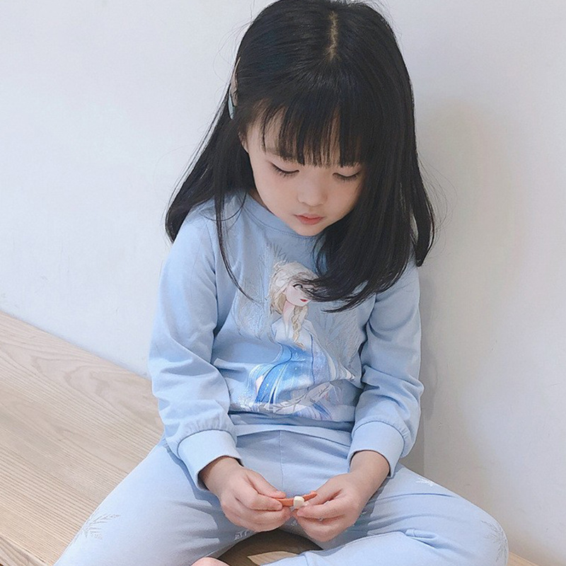 Picture of Children's Pajamas Cotton Baby Air-Conditioning Clothes Elsa Girl Fairy Cute Super Cute Long-Sleeved Girls Home Clothes Set