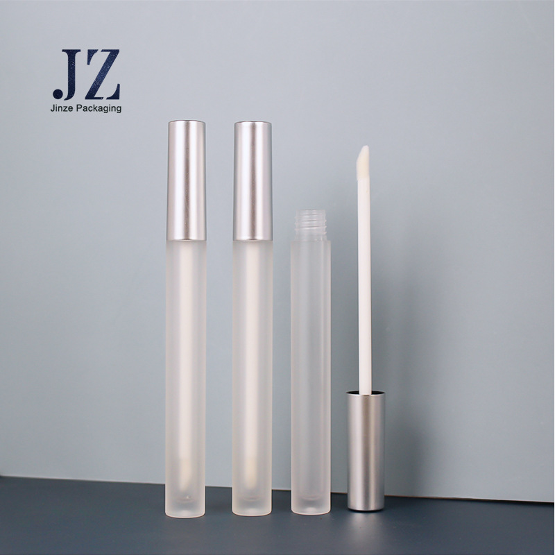 Jinze slender round tube generous design dumb silver lid frosted bottle air lip glaze tube 2.5ml