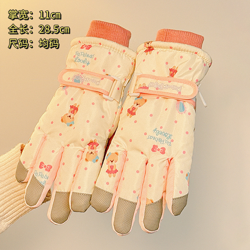 Picture of Cute Bear Women's Winter Cycling Windproof Warm fleece-lined Thickened Touchscreen Waterproof Cold-proof Outdoor Ski Gloves
