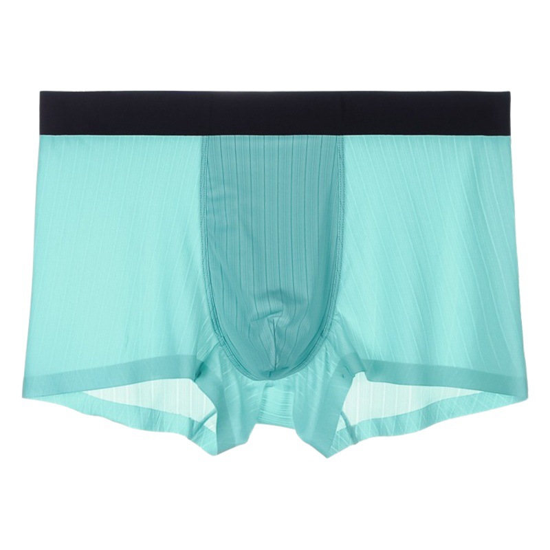 Men's Underwear Ice Silk Personalized Youth Fashionable Summer Four-Corner Underpants Ultra-thin No-trace Transparent Double-layer Flat-angle Underpants
