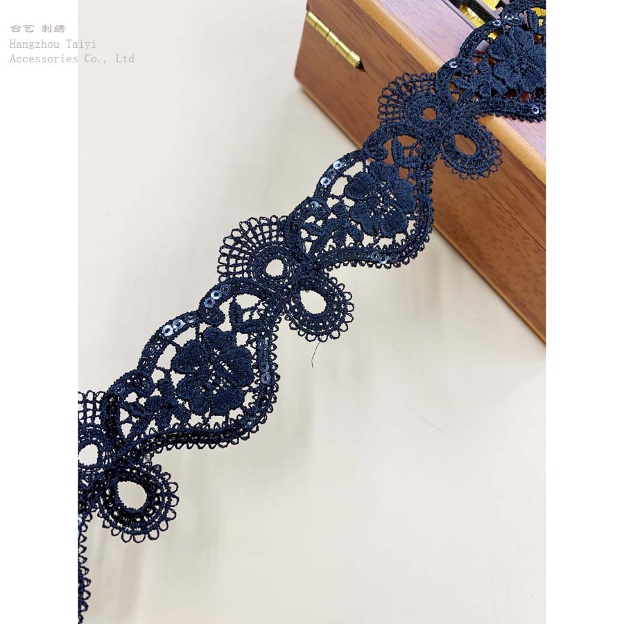 Polyester barcode home soft ornaments wave in stock wholesale embroidered lace clothing accessories water soluble beads lace