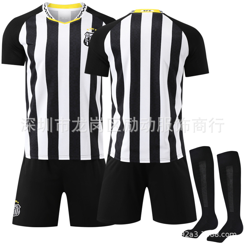 Picture of 2526 Jersey Black Stripes No. 10 Neymar New Version of Brazilian Club Santos Away Football Uniform Set