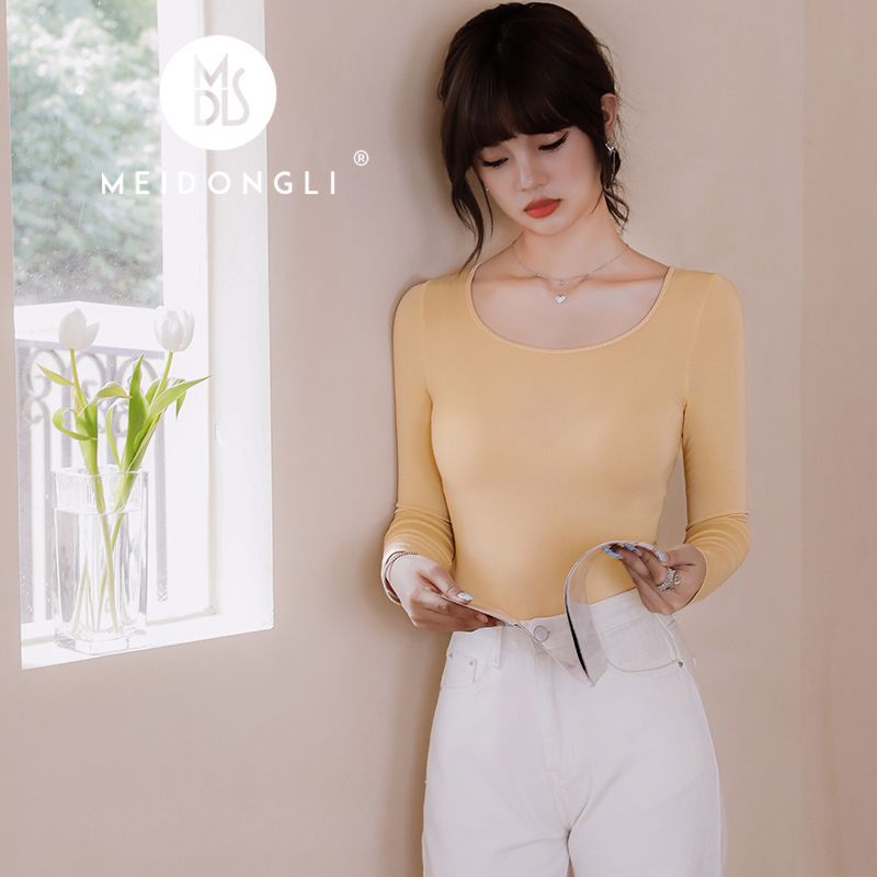 Picture of 2022 Autumn and Winter Sheep Wool Velvet Heating Fiber Thermal Underwear Women's Crewneck Small Collar Slim-fit Autumn Clothes