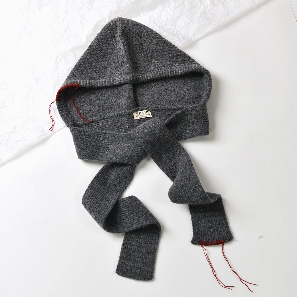 Picture of Senior Balaclava Hat Women's Outer Lace Solid Color Knitted Warm Ear Wool Hat Autumn and Winter New
