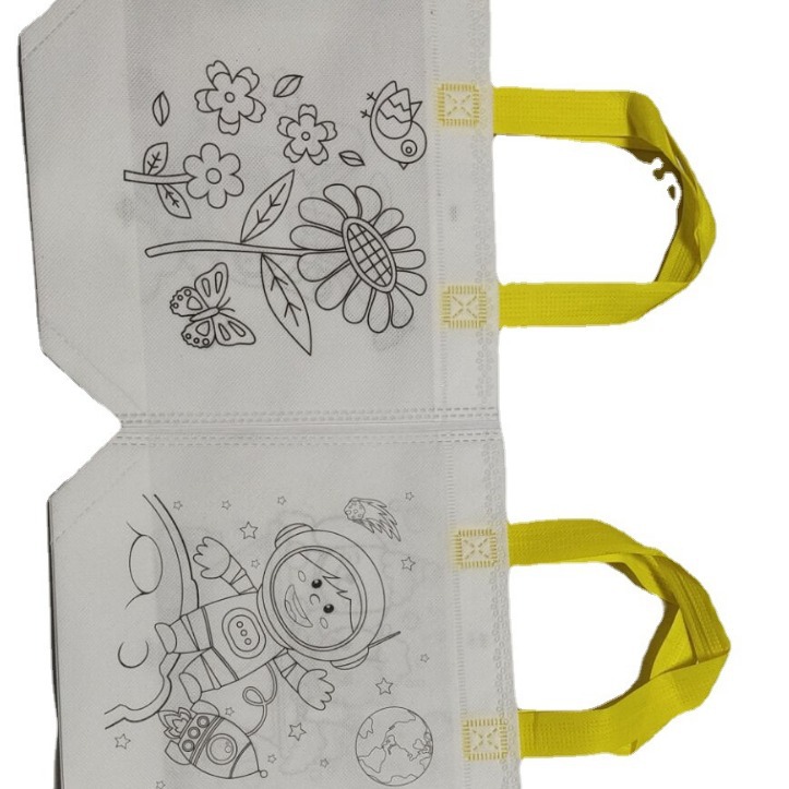 Heat-Pressed Non-Woven Fabric Advertising Bag Kindergarten Children's Graffiti Bag Chilean Painting Non-Woven Bag Creative Graffiti