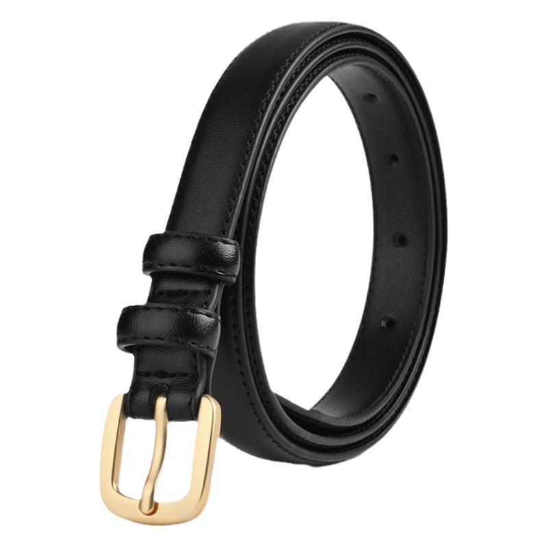 Leather Belt girls' leather simple all-match high-grade pants belt women's leather black pin buckle decoration simple ins style
