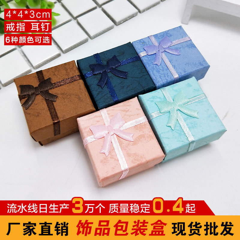 Factory wholesale simple ring earrings jewelry packaging box gift earrings jewelry storage box bow jewelry box