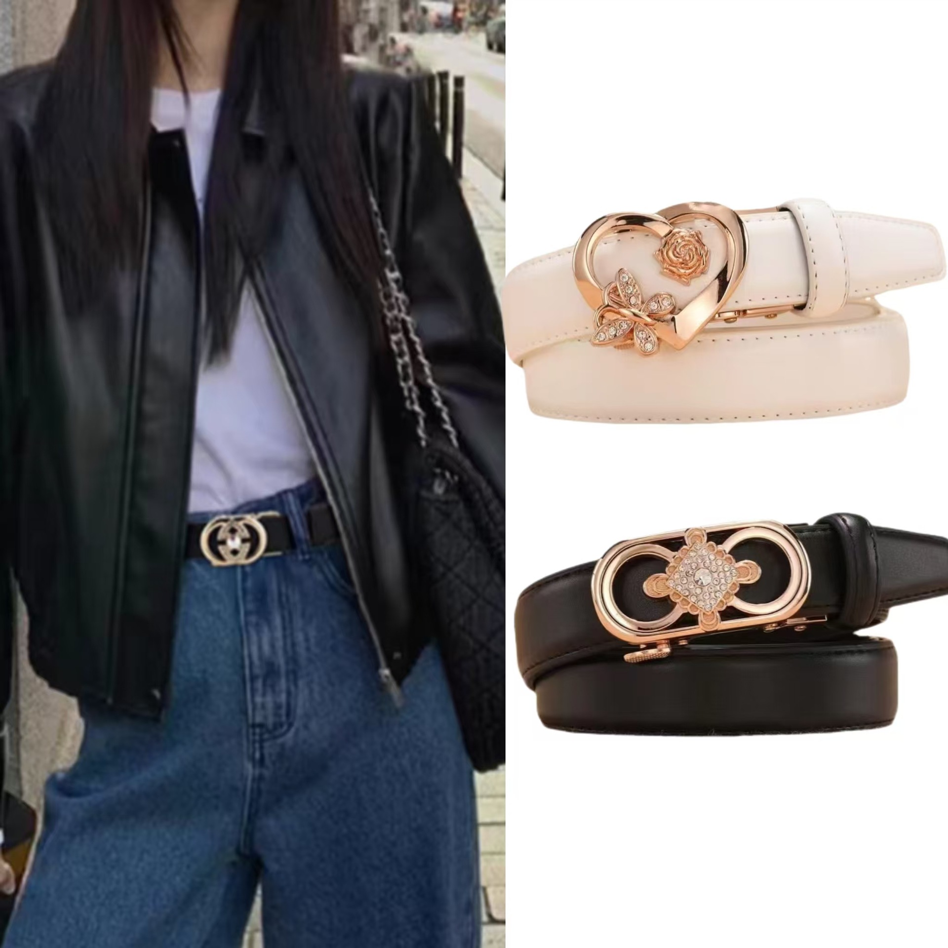 Women's Automatic Buckle Belt Versatile Decorative Korean Style Trendy Student Fashion Belt Cross-Border