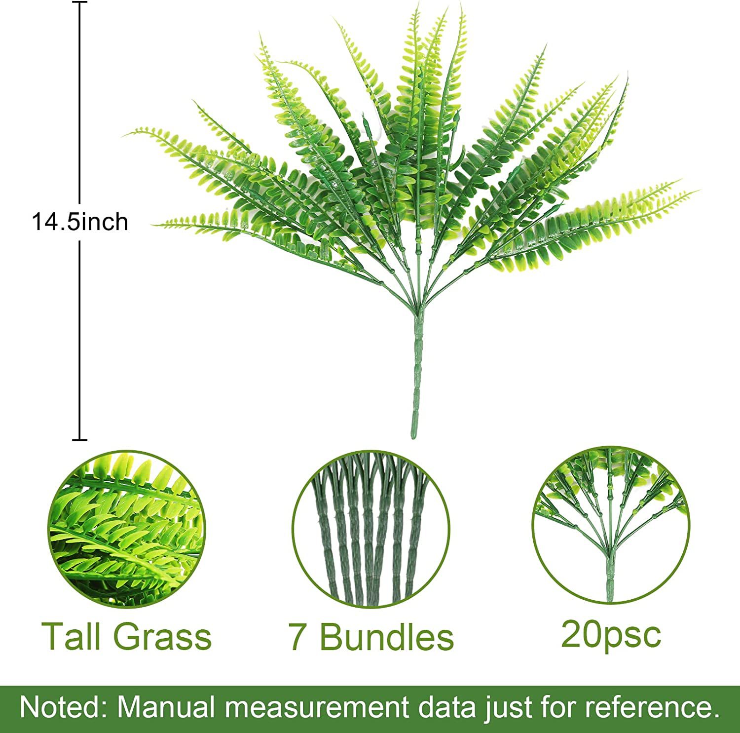 Picture of Cross-border artificial green plant 7 fork plastic flower spring grass rosemary stem Persian Fern eucalyptus inside and outside decorative partition plug